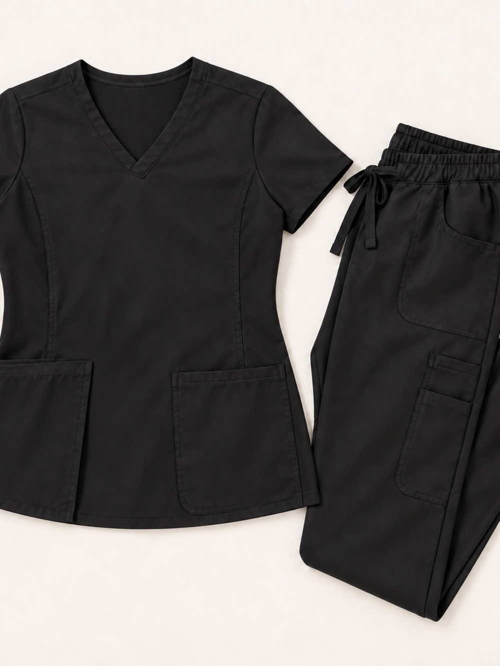 Healing Hands Black Women's Scrub Top & Jogger Set